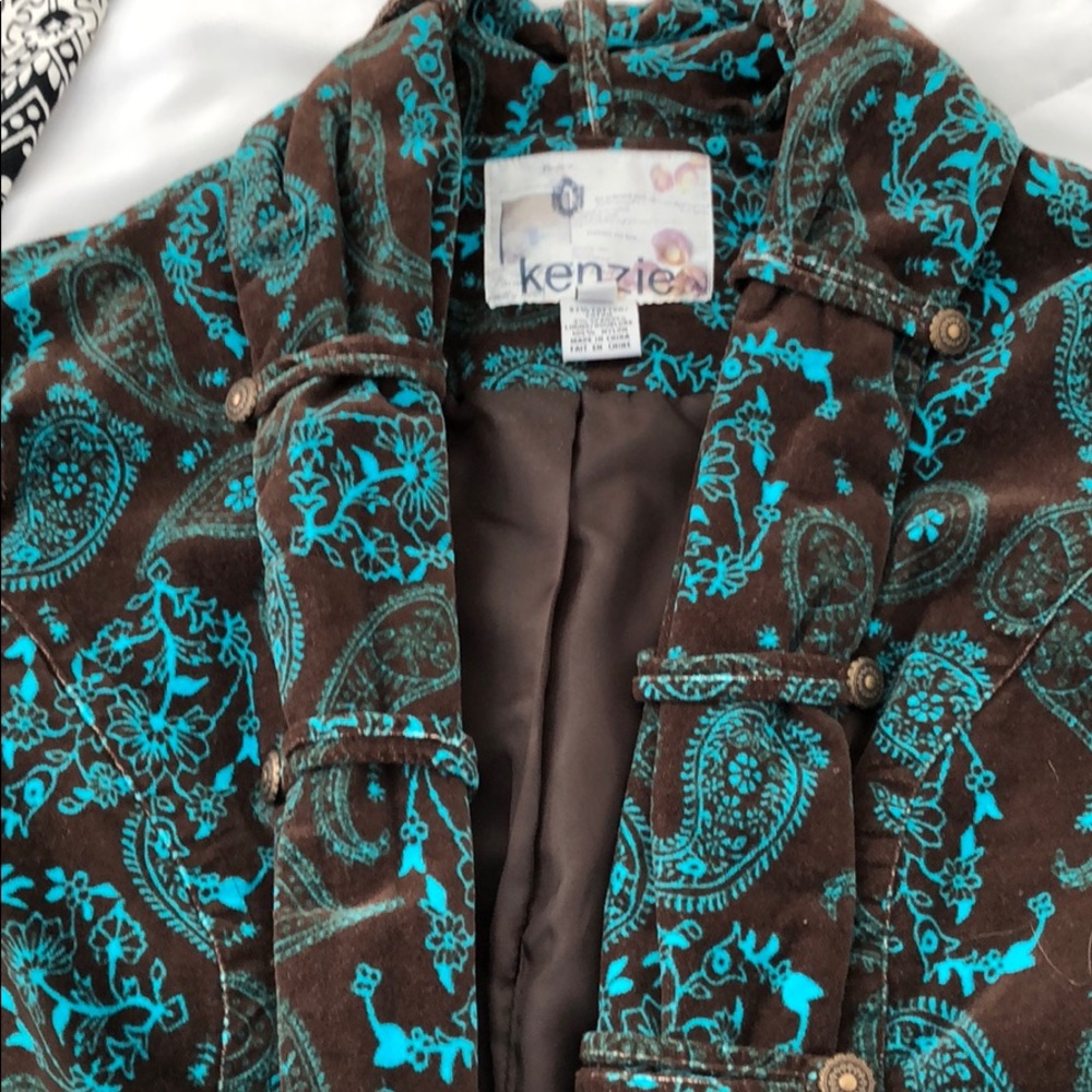 KENSI VELVET CROPPED BROWN w/TURQUOISE PAISLEY